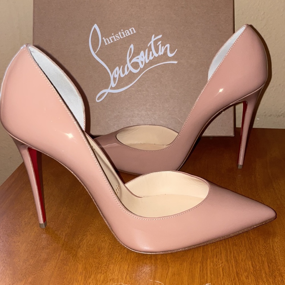 Iriza Patent 100mm Half-d'Orsay Red Sole High-Heel Pumps - Picture 3 of 5